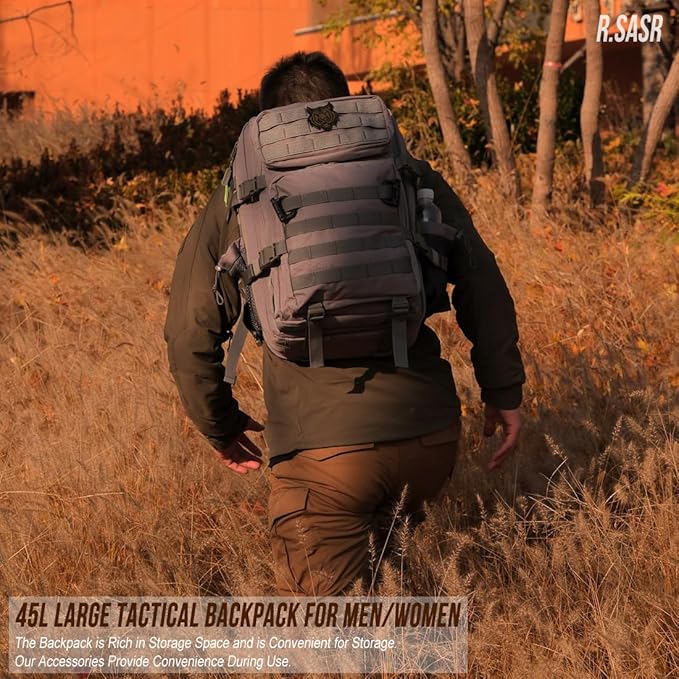 45L Tactical Backpack for Men Women, Military Assault Pack with MOLLE, Large 3 Day Bug Out Bag for Hiking Camping