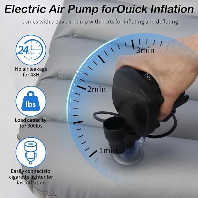 Onirii Inflatable Car Air Mattress Back Seat Bed with Air Pump,55 "x 35" Portable Thickened Car Travel Camping Sleeping Air Mattress Blow Up Bed for Car Universal SUV