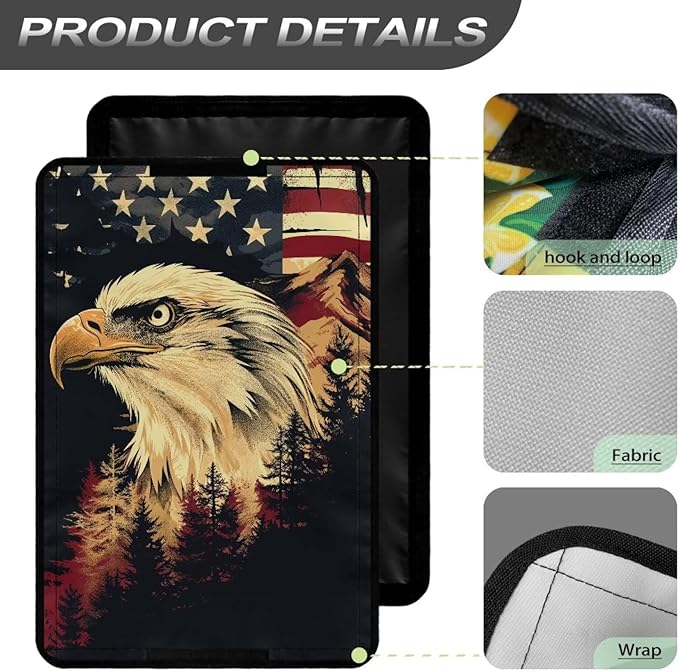 RV Door Window Shade, Universal Camper Trailer Blackout Window Cover, UV Rays Protection, American Flag Eagle Side Door Window Shade Cover, RV Accessories for Outside