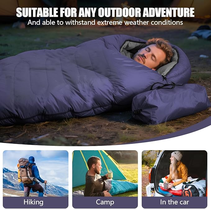 OBTANIM Sleeping Bags Portable Waterproof Camping Sleeping Bag for Adults Kids 4 Seasons Cold Weather or Warm Backpacking Hiking Travel Indoor Outdoor Use