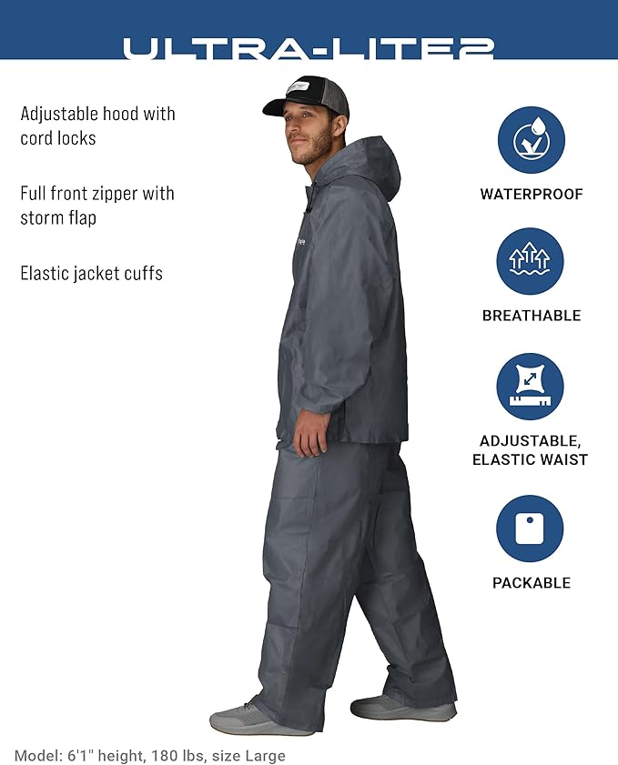 FROGG TOGGS Men's Ultra-Lite2 2-Layer Waterproof Breathable Rain Suit
