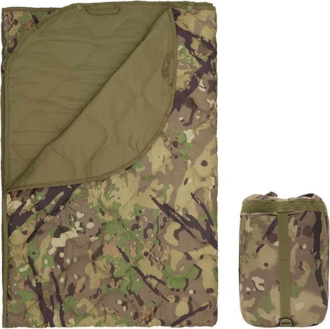 LOOGU Camo Blanket Waterproof Insulation Poncho Liner for Outdoor Camping, Hiking, Hunting, Survival, Backpacking, Picnicking