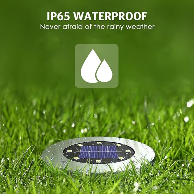 OULONGER Solar Ground Lights 16 Packs, Garden Solar Outdoor Waterproof Pathway Bright In-Ground Landscape Lights for Patio, Lawn, Yard, Driveway, Step and Walkway White Light