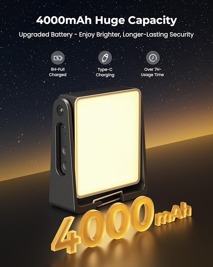 Portable LED Camping Light, 3 Modes,Rechargeable 4000mAh Dimmable Camping Lantern with 360° Rotatable Stand, 2-in-1 Flashlight Emergency Camping Lamp for Home Power Outages, Outdoor Hiking,Hurricane