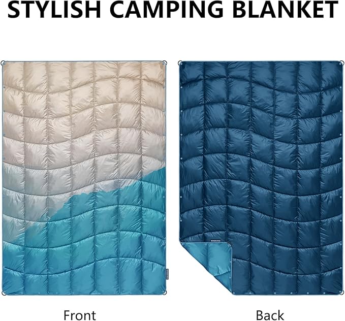 Camping Blanket, Puffy Blanket Lightweight Windproof Water Resistant for Outdoors,Hiking, Backpacking,Beach,Car,Picnic,Stadium