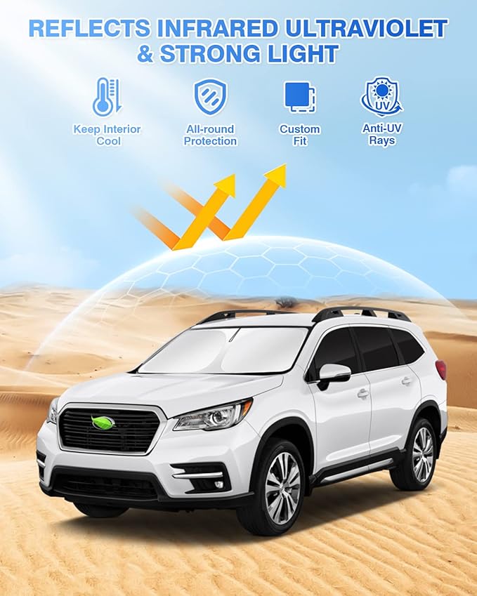 Canvcle Sunshades for 2019-2025 2026 Subaru Ascent Touring Accessories Windshield Sun Shade Side Rear Window Shade Cover Sun Visor Privacy Protection Keep Vehicle Cool Black 8PCS