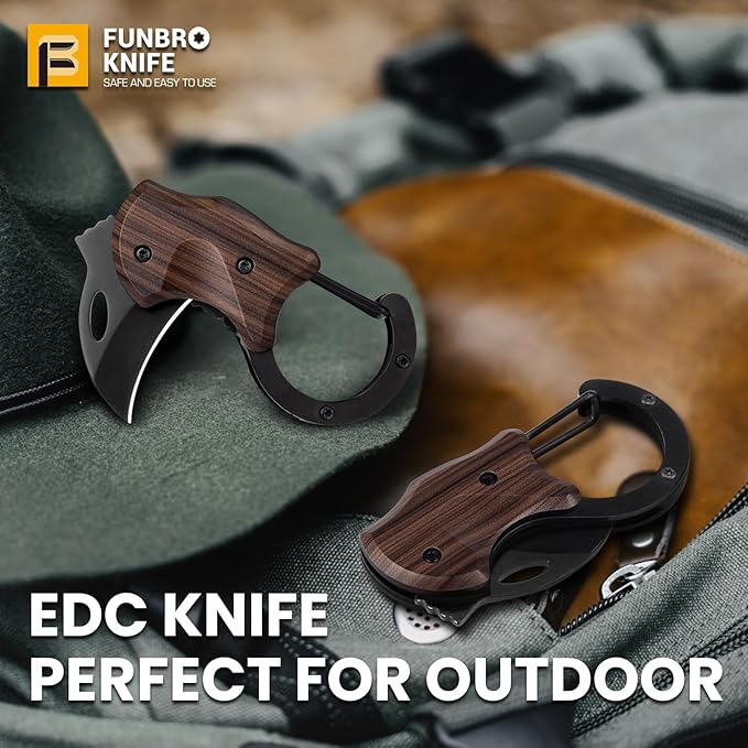 FUNBRO Small Pocket Knife for Men, Cool Box Cutter with 1.34 inch Sharp Blade, EDC Knives Tool for Everyday Carry (Wood Grain)