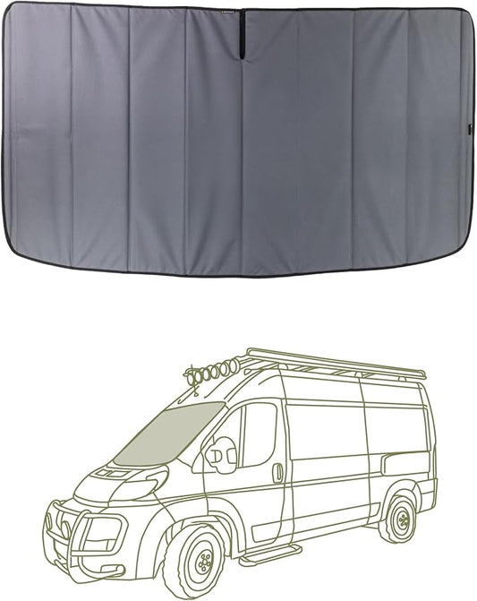 VanEssential Insulated Blackout Front Windshield Cover Designed for RAM Promaster Van Years 2014 to Current Model - Charcoal Gray