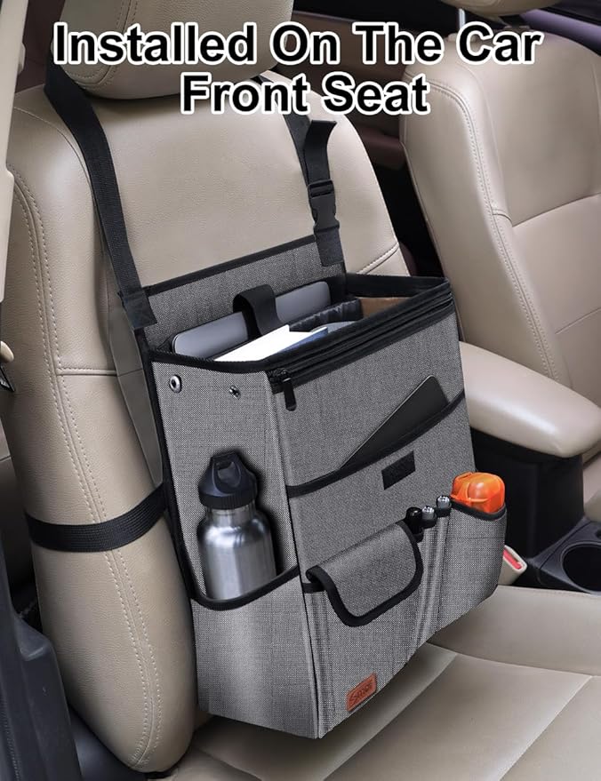 Smof Car Organizer for Front Seat, Passenger Seat, Backseat - Hanging Car Seat Storage Organizer,Multiple Pockets Car Seat Organizer with Separately Pokect for Laptop, Cup Holde & Travel Accessories