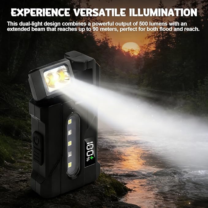 Mity rain G5 Mini EDC Flashlight Kit 500 Lumens, 5-in-1 Tactical Flashlight Rechargeable with Carabiner & Professional Gear Bag, 1500mAh Magnetic Flashlights Set for Outdoor Home Emergencies (Black)