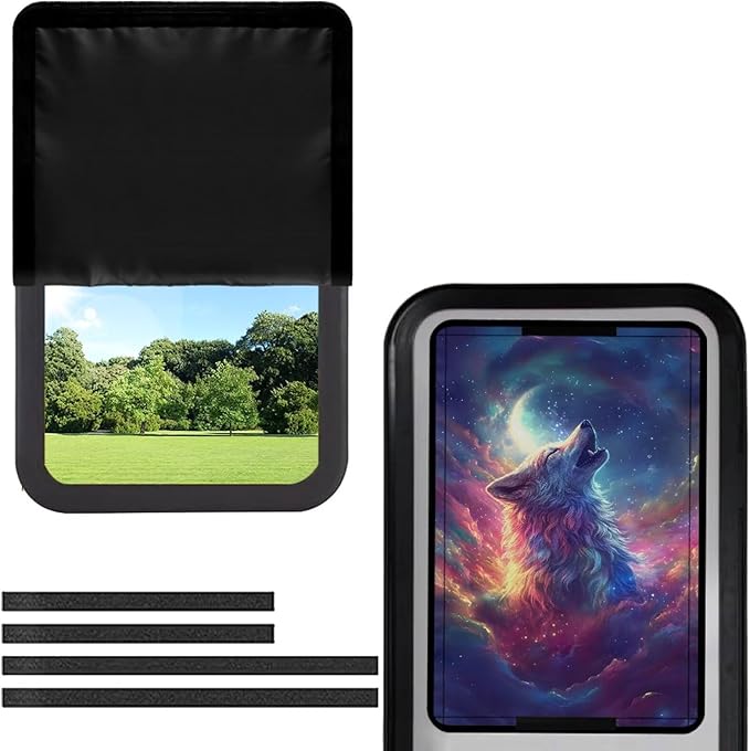 Rv Door Window Shade,Wolf Galaxy Camper Sun Shade Windshield Blackout Cover,RV Accessories Fits for RV Interior Door Window