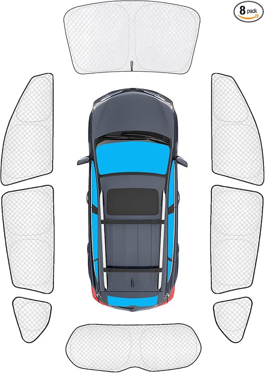 KMF 8pcs Thicken Sun Shades for Toyota RAV4 2013-2018 Accessories, Full Car Window Covers Sunshade for Windshield Side Rear, UV Block and Blackout Privacy for Car Camping Outdoor