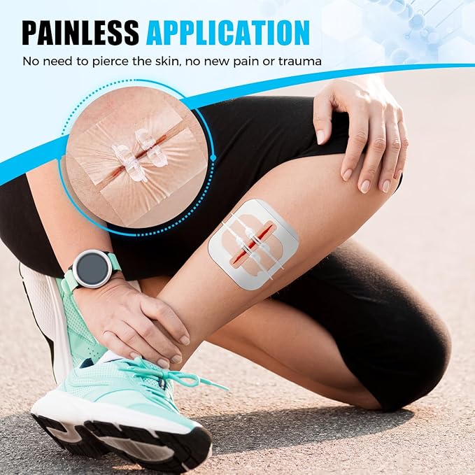 Zip Sutures Butterfly Bandaids – 4-Pack Assorted Sizes, Emergency Wound Closure Kit for Surgical Laceration Repair Without Stitches, Fast Hemostasis Adhesive Strips Bandages (PU)
