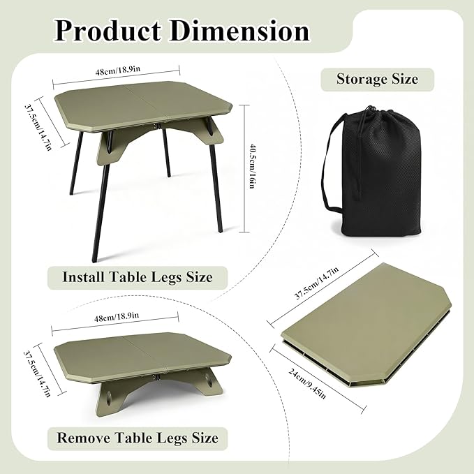 LiveGo Foldable Camping Table, Lightweight Folding Outdoor Table with Aluminum Legs, 2 in 1 Adjustable Height Portable Folding Table for Beach, Picnic, Grilling, Hiking & Fishing Indoor Outdoor