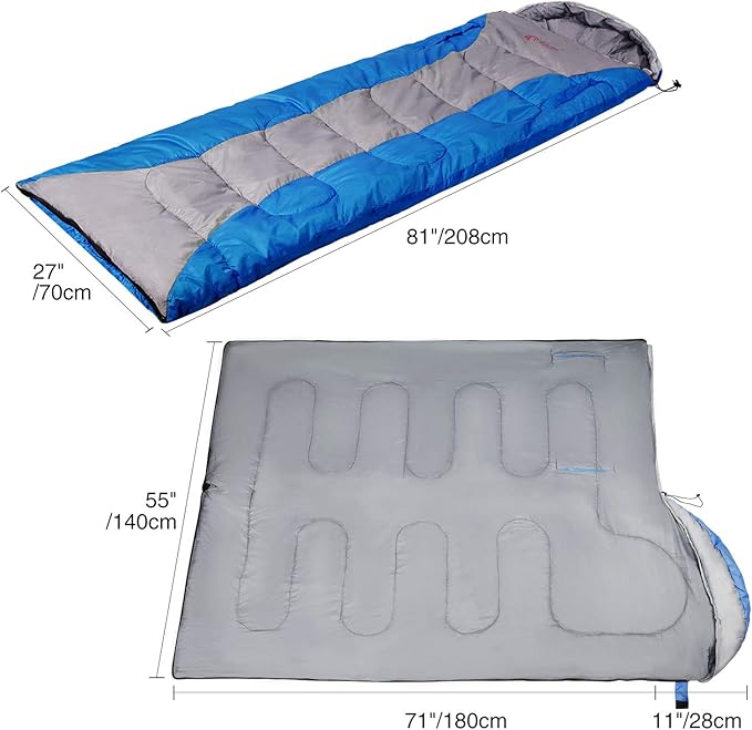 REDCAMP Lightweight Sleeping Bag with Armholes, 81"x27" Warm Weather Sleeping Bag Comfort for Outdoor Camping, Blue