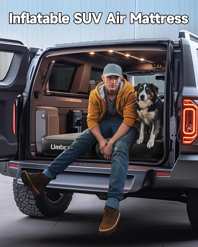 Umbrauto 78.7" Inflatable Air Mattress for Mid- and Full-Size SUV, Van Sleeping Airbed for Back Trunk with Back Seat Folded, Car Camping Travel Pad with Electric Pump, Pillows, Repair Patch Kit