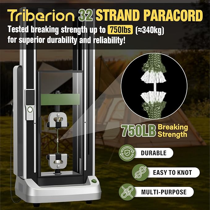 Paracord Rope 750 lb - 500ft 5/32" Parachute Cord 4MM 12-Strand para Cord - Heavy Duty Spool String for Survival,Camping Gear, Survival Bracelet, Clothesline - Army Green