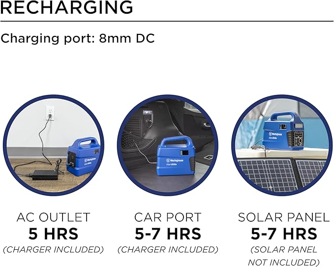 Westinghouse 296Wh 600 Peak Watt Portable Power Station and Solar Generator, Pure Sine Wave AC Outlet, Backup Lithium Battery for Camping, Home, Travel, Indoor/Outdoor Use (Solar Panel Not Included)