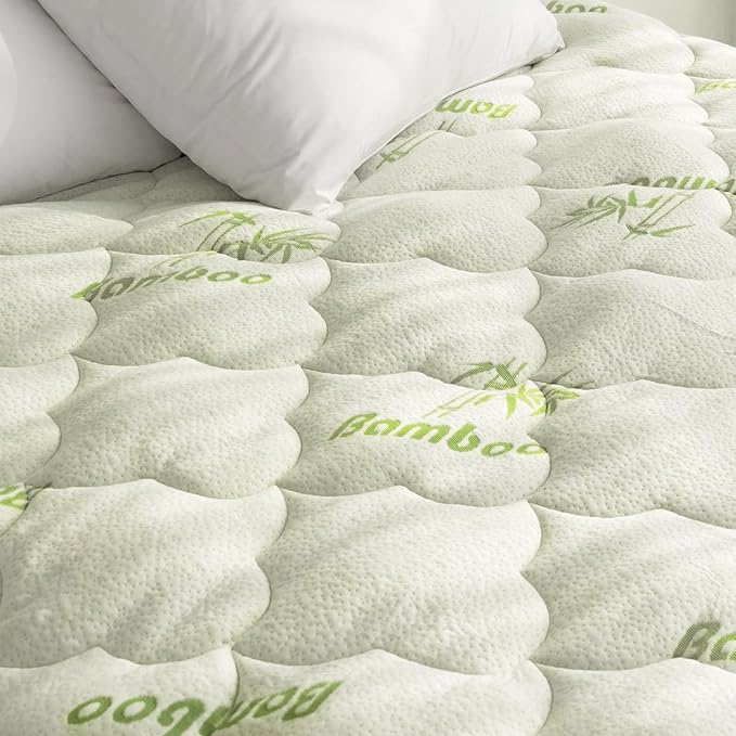 Twin XL Mattress Topper, Quilted Thick Viscose Mattress Pad Cover, Noiseless Plush Pillow Top Mattress Topper Extra Long Twin Fits 15-23 Inches Extra Deep Mattresses