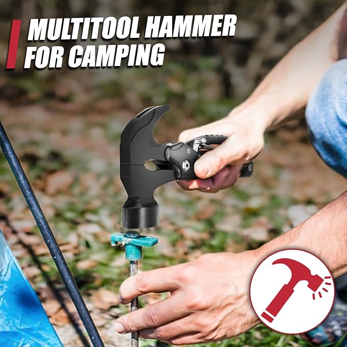 12 in 1 Multitool Hammer, Gifts for Dad, Camping Accessories Survival Gear, Cool Gadgets Gifts for Men, Husband, Boyfriends, Birthday Gifts for Women, Him
