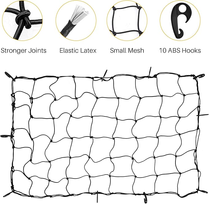 ARKSEN Roof Cargo Bag, 13.6 Cubic Feet Waterproof Luggage Storage, Include Net, Heavy Duty Stainless Steel Hitch Tightener, Anti-Rattle Stabilizer, 16Ft Straps