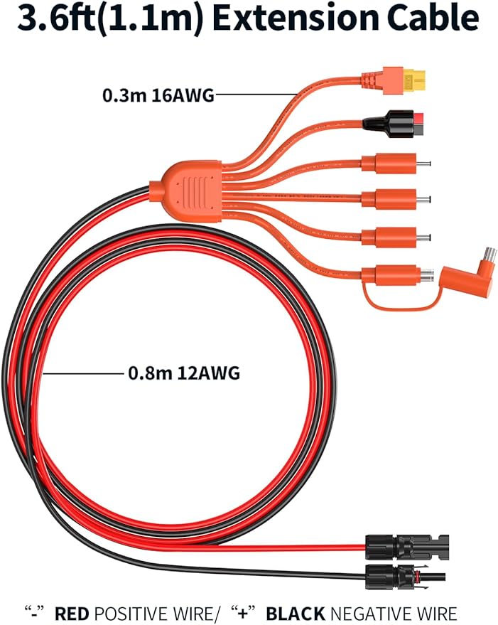Tonton 7-in-1 Solar Panel Connector Kit, Universal M-C-4 Cable to DC 8mm XT60 Anderson Adapter for RC Battery RV GZ Yeti Jackery Ecoflow River Renogy Power Station, Generator