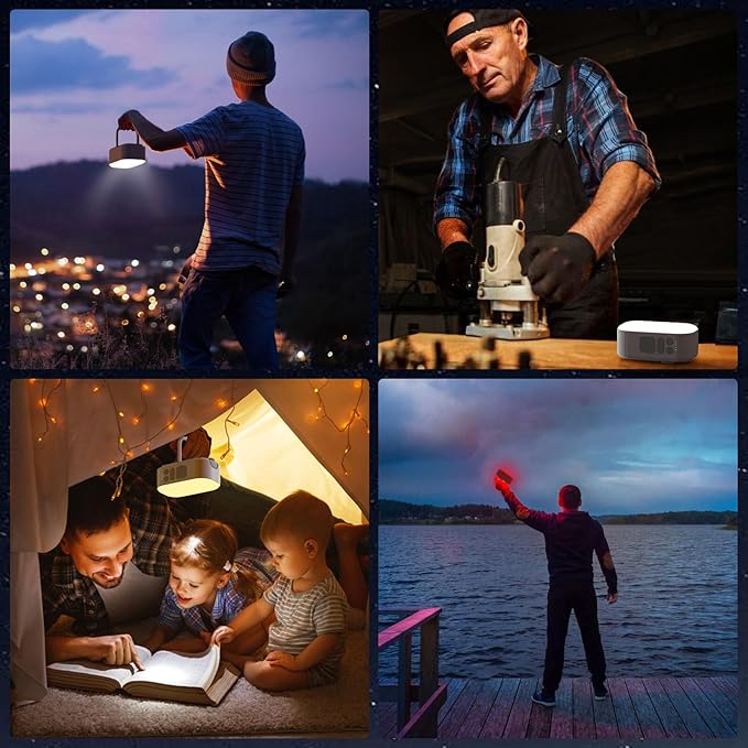Camping Lantern Rechargeable — Hand-Crank LED Lanterns for Power Outages, Waterproof Tent Light & Power Bank, Stepless Dimming + Color Modes, Portable Camping Light