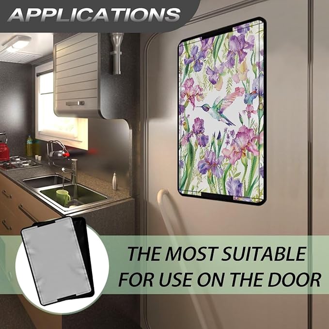 RV Door Window Shade Cover Hummingbird RV Door Window UV Protective Cover, Sun Blackout Fabric for Camper Privacy Entrance