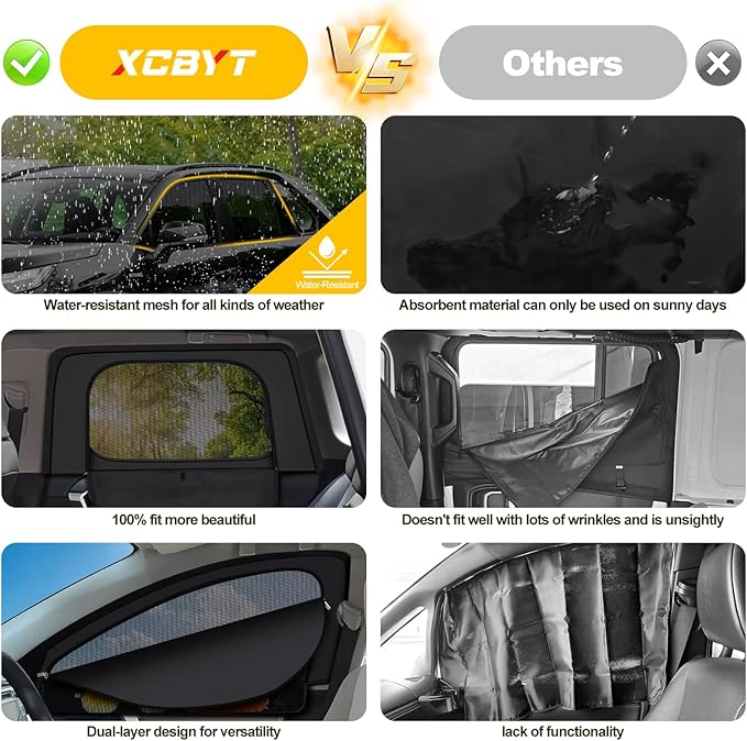 XCBYT RAV4 Window Sunshades for 2019-2025, Dual Layer Car Window Covers with Breathable Mesh & Blackout Cloth, 99% UV Protection Privacy Curtains for Car Camping, Sleeping & Rest (4 PCS)
