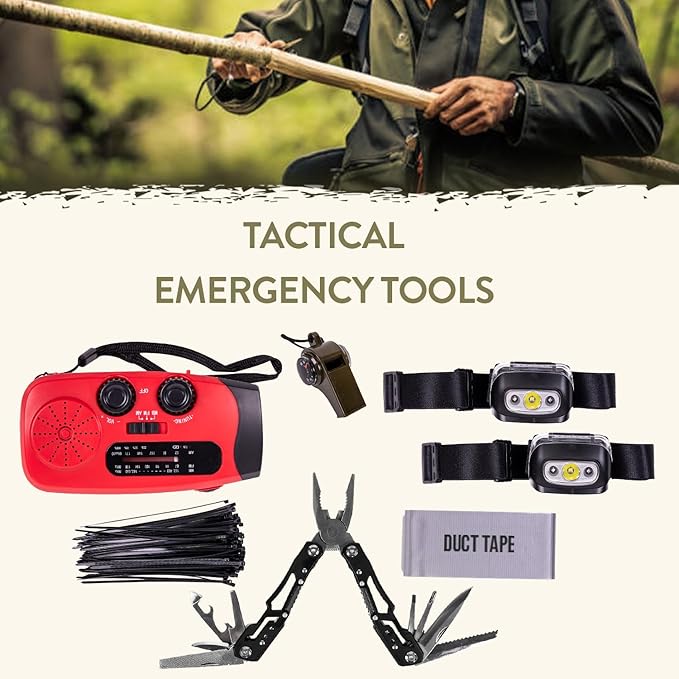 TacPreps 72-Hour Survival Kit | Emergency Bug Out Bag with First Aid, Water Filter, Food, Tools | 45L Tactical Backpack for Camping, Hiking, Outdoor Emergency Preparedness