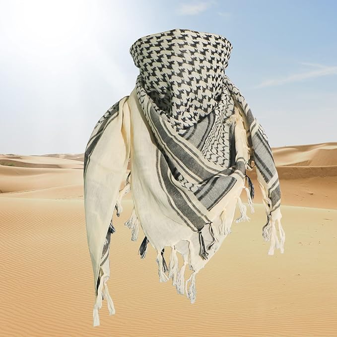 Ever Fairy Military Shemagh Tactical Desert Scarf Cotton Arab Keffiyeh Tactical Scarf Head Neck Face Wrap for Men Women