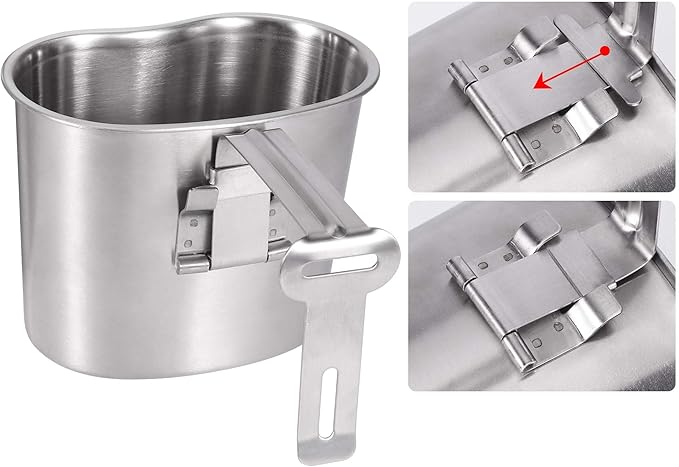 Goetland Stainless Steel WWII US Army Canteen Water Bottle Military Canteen Kit 1QT with 0.5QT Cup Nylon Pouch G.I.