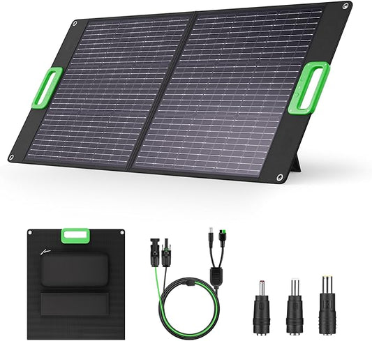 100W Portable Solar Panel, 23.5% High Efficiency ETFE Foldable Solar Charger for Power Station Generator, IP65 Waterproof with Kickstands, 18V Output for RV Camping Van Off-Grid Outdoor
