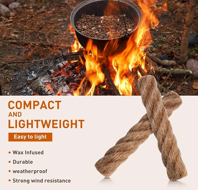 eGreen 30 Bags Magnesium Shavings + 20 Thin Wax Ropes (4" Long, 240 Min Burn Time) – Fire Starter Kit for Camping, Hiking, Survival