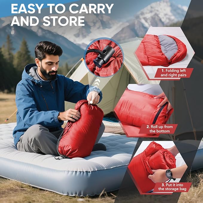 OBTANIM Sleeping Bags Portable Waterproof Camping Sleeping Bag for Adults Kids 4 Seasons Cold Weather or Warm Backpacking Hiking Travel Indoor Outdoor Use