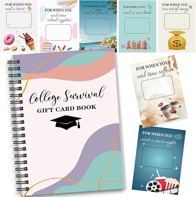 Zhanmai College Gift Card Book 7 x 5 Inch Graduation Gift Card Book 2026 College Survival Booklet Organizer Leaving Home High University School Birthday Care Package Cash Holder(Pastel)