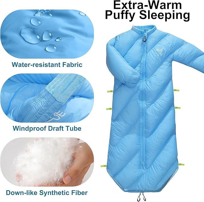 Walkable Toddler Sleeping Bags for Kids, Boys Girls (2T-4T) - Puffy Camping Sleeping Sack for Indoor, Outdoor, Travel, Sleepover, Slumber Party (up to 46 in)- Machine Washable, Lightweight