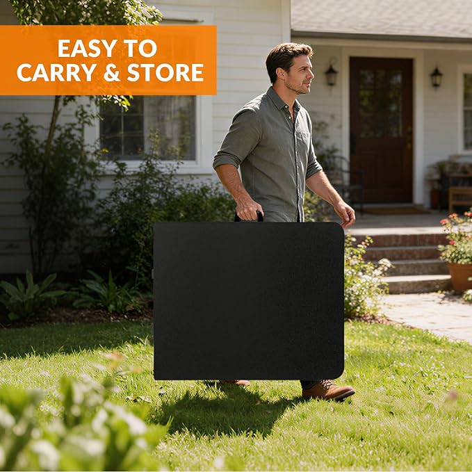 Lakhow Folding Table 6ft Heavy Duty Portable Table Indoor Outdoor with Parties, Camping & BBQs, Folds in Half for Easy Storage, No Assembly Required, Black