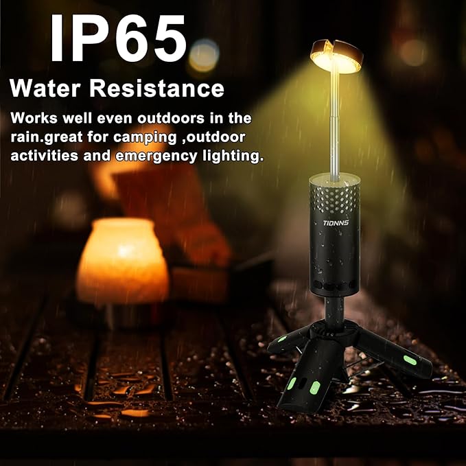 Camping Lights Rechargeable, Detachable Camping Lantern with Stand, Telescopic Waterproof Camp Lamp, Magnetic Work Hanging Light, LED Tent Flashlights for Emergency (Matte Black)