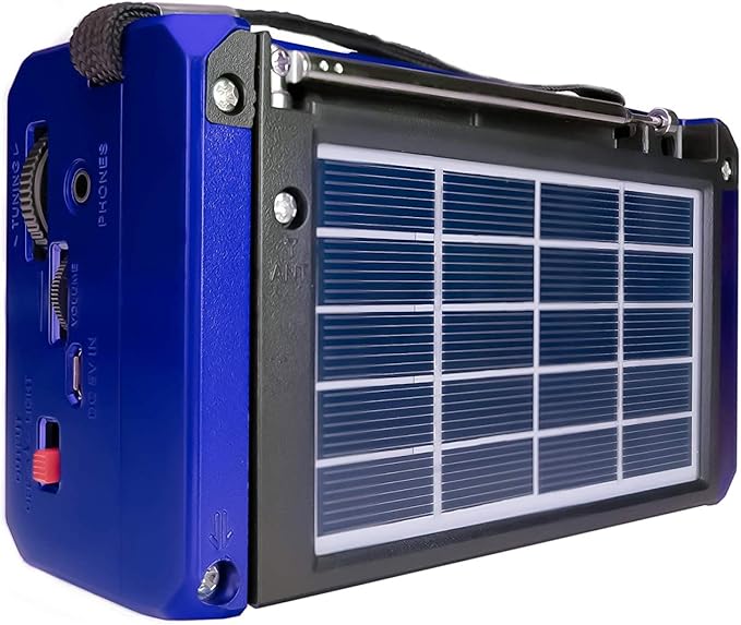 QFX R-37-BL 6-Band (AM, FM, SW1 - SW4) Bluetooth LED Flashlight Solar Radio (2021 Model)