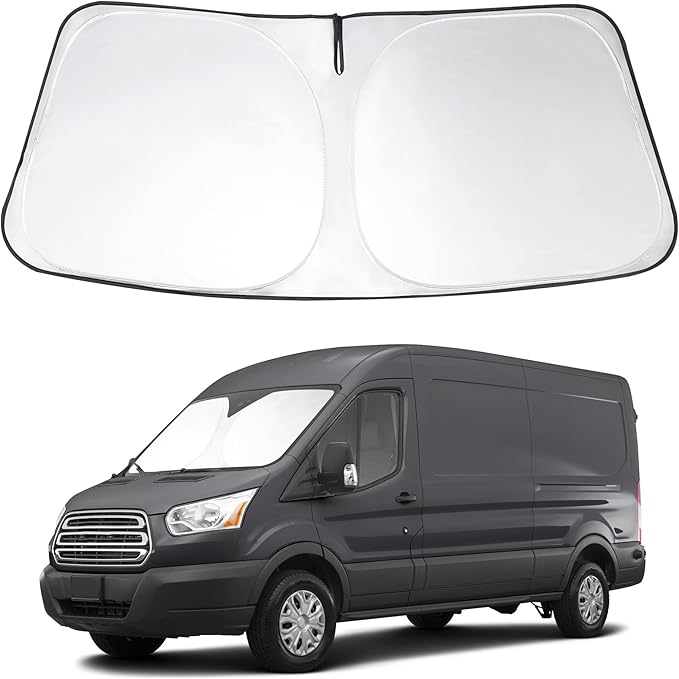 Windshield Sun Shade Custom Fit 2015-2023 2024 2025 2026 Ford Transit Accessories Foldable Sunshade Front Window Shade Protector Keep Your Car Cool
