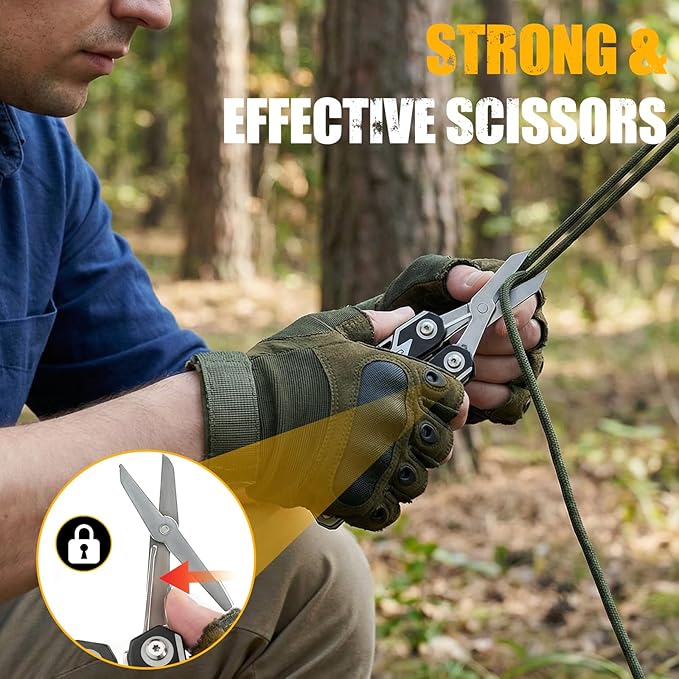 Multper Multitool Pliers MP003AB, 21-in-1 Stainless Steel Multi Tool with Pocket Knife, Screwdriver, Self-locking Pliers for Survival,Outdoor, Camping, Fishing,Hiking, Simple, Repair, Gifts for Men