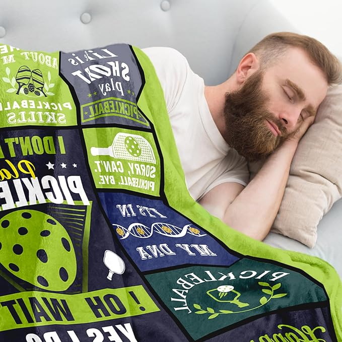Pickleball Gifts for Women Men Funny, Gifts for Pickleball Lovers, Pickle Ball Gift Ideas for Birthday Christmas Fathers Day Mothers Day, Pickle Ball Accessories, Sport Present Fleece Blanket 60"×50"