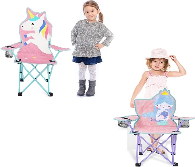 KABOER Kids Outdoor Folding Lawn and Camping Chair with Cup Holder and Carrying Bag, Children's Camping Chairs