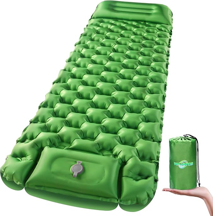 WANNTS Sleeping Pad, Ultralight Inflatable Sleeping Pad for Camping, Built-in Pump, Ultimate for Hiking - Airpad, Carry Bag, Repair Kit - Compact & Lightweight Camping pad