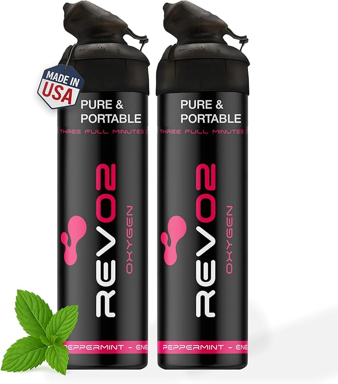 Oxygen Can | 98% Pure Portable Oxygen for Athletes, Recovery & Altitude Relief | 10L Canister with Zero-Leak Mouthpiece & Trigger Lock | Natural Energy Boost for Sports & Travel - Peppermint 2 Pack