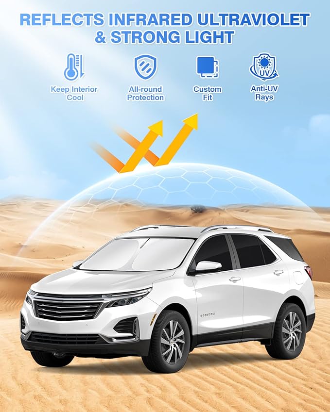 Canvcle Sunshades for 2018-2024 Chevrolet/Chevy Equinox Accessories Windshield Sunshade Side Rear Windows Sun Visor Privacy Protection Keep Vehicle Cool Black 8PCS