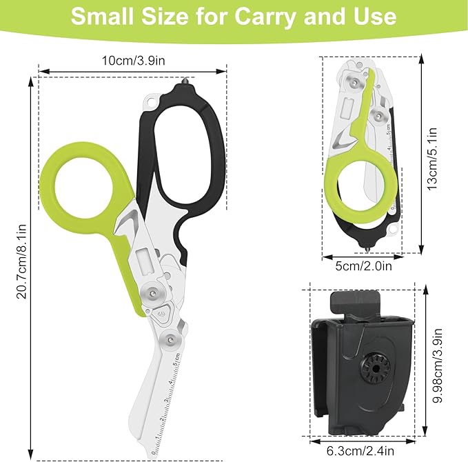 6-in-1 trauma shears - emergency responders, outdoor emergencies, medical staff, and outdoor camping, Gift box packaging with scissors storage K sheaths (dark green)