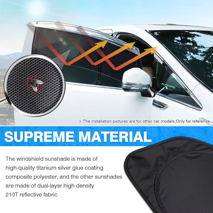 T TGBROS Windshield Sun Shade for Mercedes-Benz EQE 2023 2024 2025 Car Window Shades Thicken UV Block and Blackout Privacy Foldable Sunshades 8PCS Accessories Keep Cool Sun Visor Covers