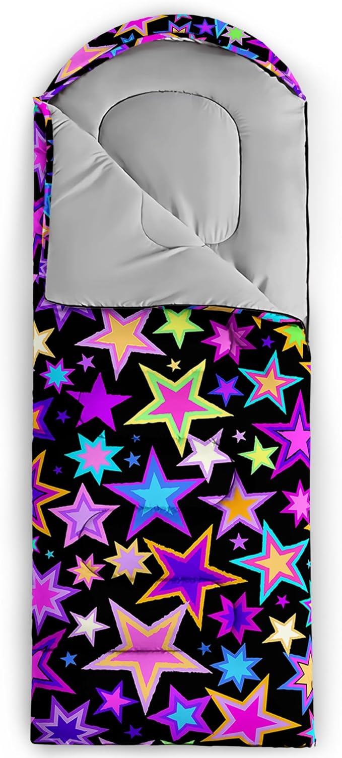 QOOMO Axolotl Cute Camping Sleeping Bags,3 Season Warm & Cool Weather,Lightweight,Waterproof Sleeping Bags for Adults & Kids,Traveling,and Outdoors